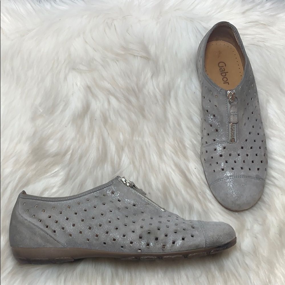 Gabor Grey Suede perforated Shoe 6.4165‎ Sz 9